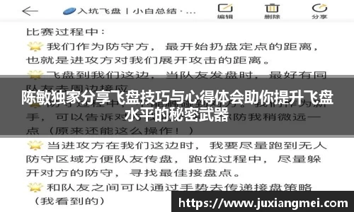 陈敏独家分享飞盘技巧与心得体会助你提升飞盘水平的秘密武器